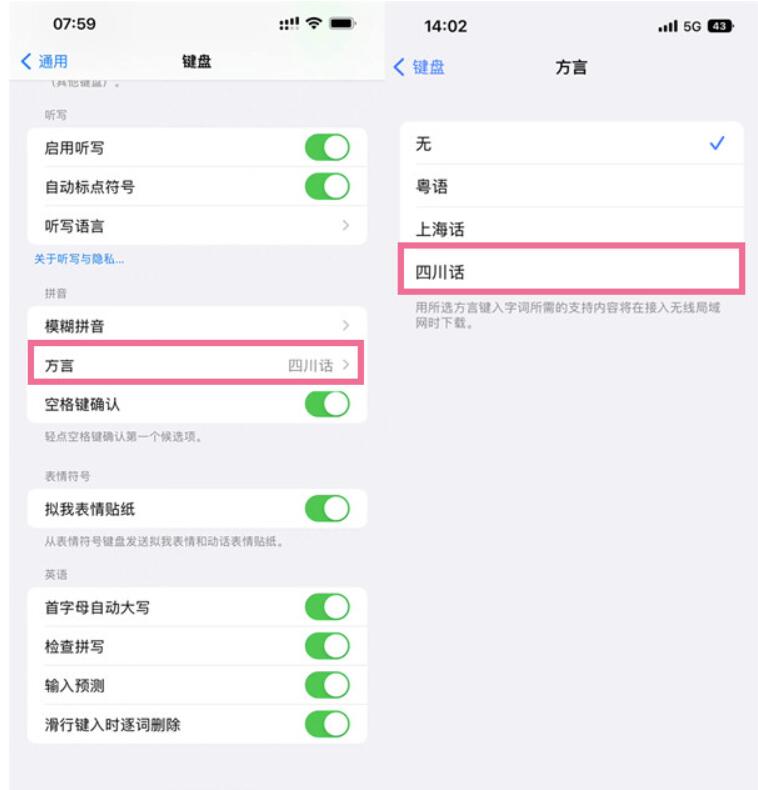苹果14键盘语音录入如何设置自己地方方言
